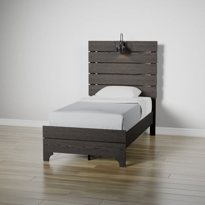 Twin Bed With Integrated Lights - Brown Emerald Home