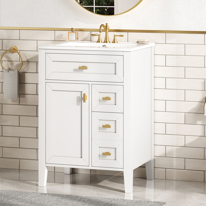 Bathroom Vanity With Sink, 3 Drawers & Cabinet With 2 Tier Door Storage Rack, Soft Close Doors & Drawers Hearth and Haven