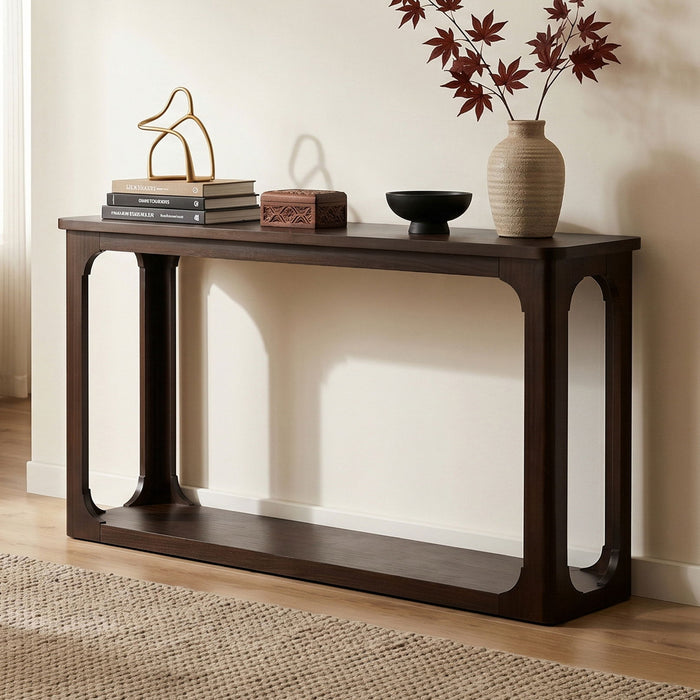 Console Table With Open Arch Cutouts For Living Room Hallway - Espresso Noble House