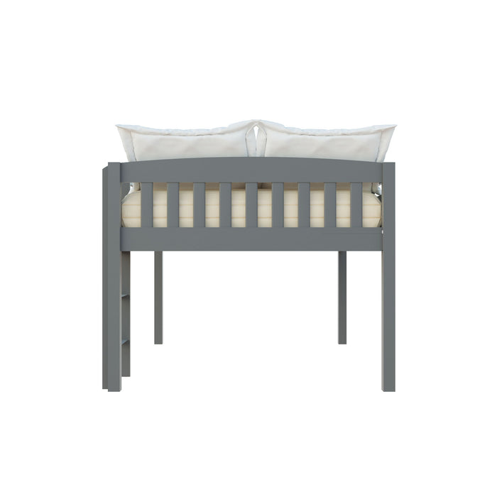 Solid Wood Twin Size Low Loft Bed - Gray