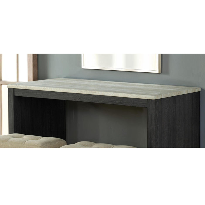 Dining Table Set With Biscuit Tufted Stools - Beige / Black / Gray Home Essentials
