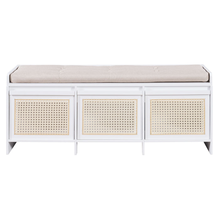 Entryway Shoe Bench With Drawers & Button Tufted Cushion Hearth and Haven