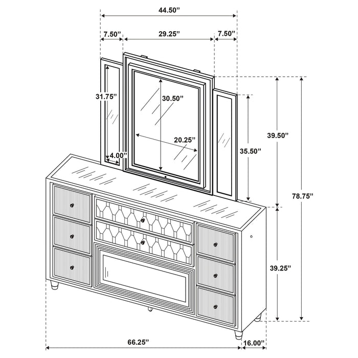 Mika - 8 Drawer LED Dresser And Mirror Set - Ivory Furniture Max