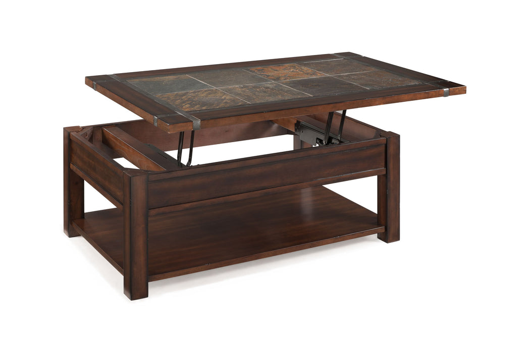 Roanoke - Rectangular Lift Top Cocktail Table (With Casters) - Cherry And Slate Magnussen Furniture