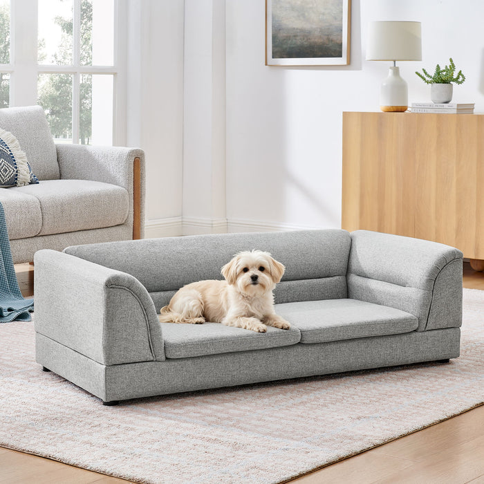 Oversized, Curved Armrest Rectangular Dog Sofa, For Large & Oversized Dogs - Light Gray Daily Nest