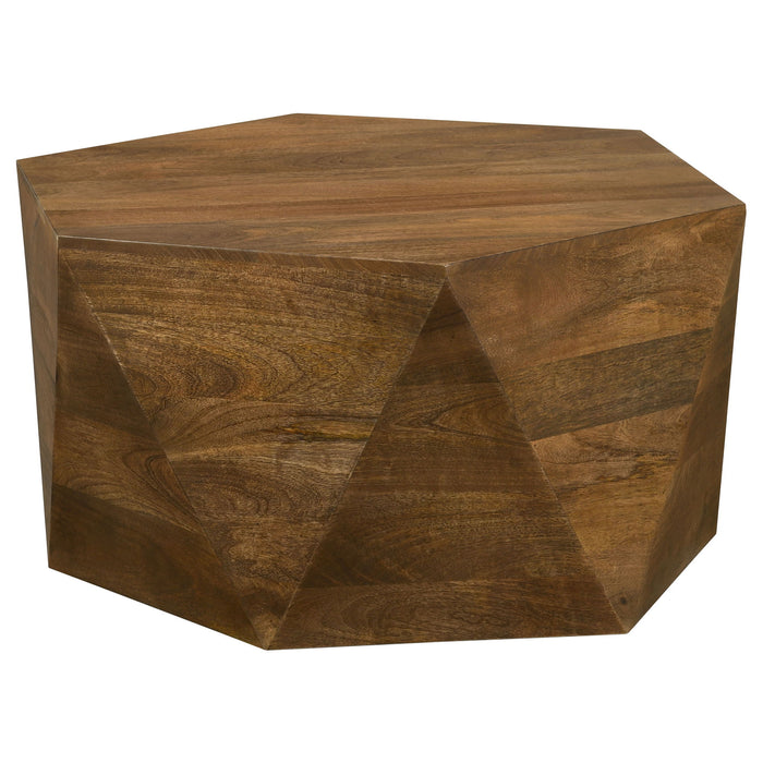 Athena - Hexagonal Top Coffee Table Coffee Table With Geometric Design - Natural Furniture Max