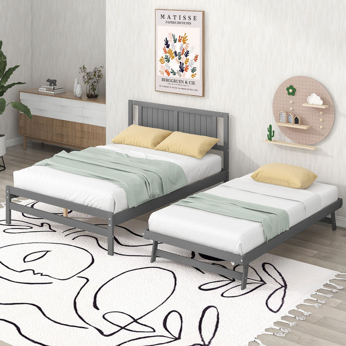 Platform Bed With Adjustable Trundle Hearth and Haven