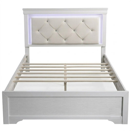 Tufted Headboard Bed With LED Lighting Home Essentials
