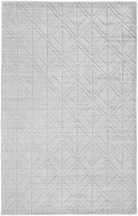 Striped Hand Woven Area Rug - White And Silver - 12' X 15'
