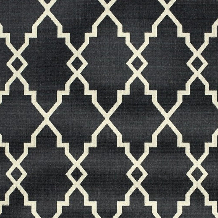 5' X 8' Outdoor / Indoor Area Rug - Black / Ivory