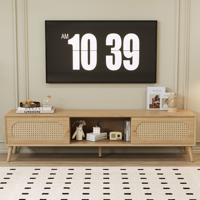 TV Stand For TVs Up To 80", Media Console, Cabinet - Natural