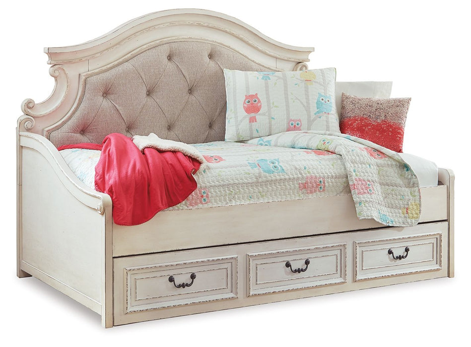 Realyn - Twin Day Bed With Storage - Chipped White Signature Design by Ashley®