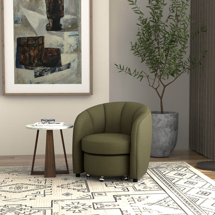 Barrel Chair With Nesting Ottoman - Forest Green Emerald Home