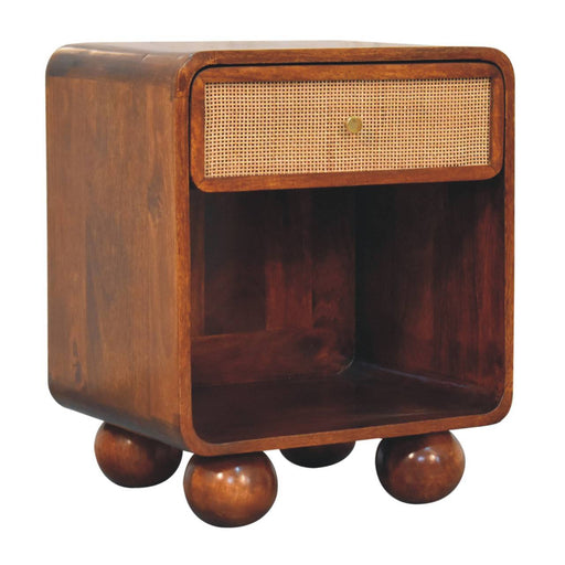Open Woven Bedside Table, 1 Drawer - Chestnut Artisan Furniture
