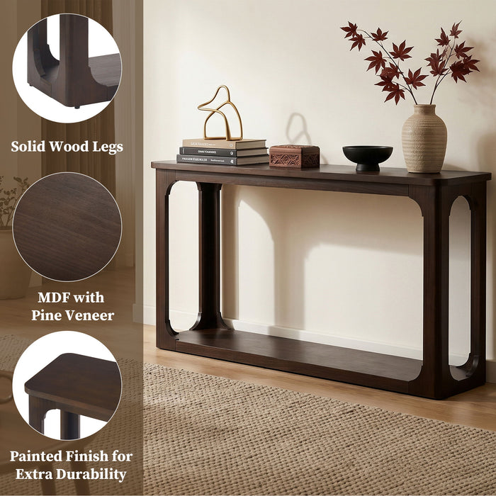 Console Table With Open Arch Cutouts For Living Room Hallway - Espresso Noble House