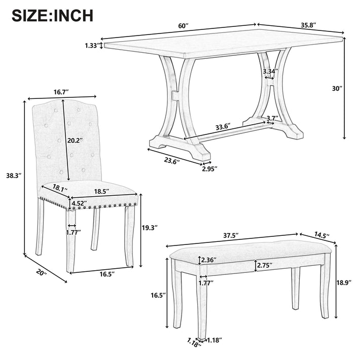 Dining Table Set With 4 Upholstered Chairs And Bench Hearth and Haven