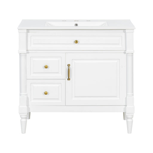 Freestanding Bathroom Vanity With Sink, Adjustable Shelf, Flip Drawer Hearth and Haven