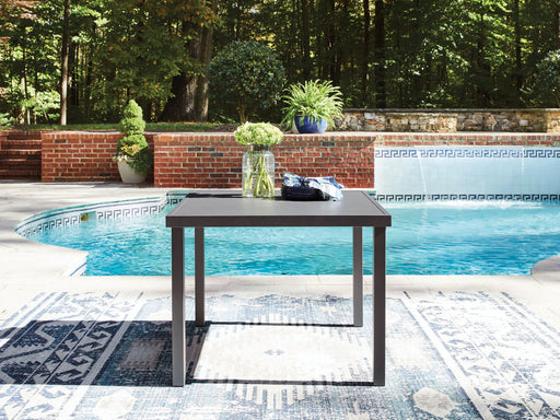 Rocky Creek - Square Dining Table With Umbrella Option - Gray Signature Design by Ashley®