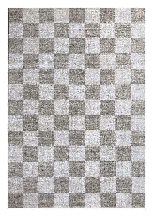 4' x 6' Checkered Area Rug - Beige And Brown