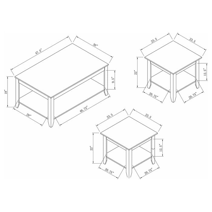 Ornette - 3 Piece Occasional Set With Square Design - Cappuccino Furniture Max