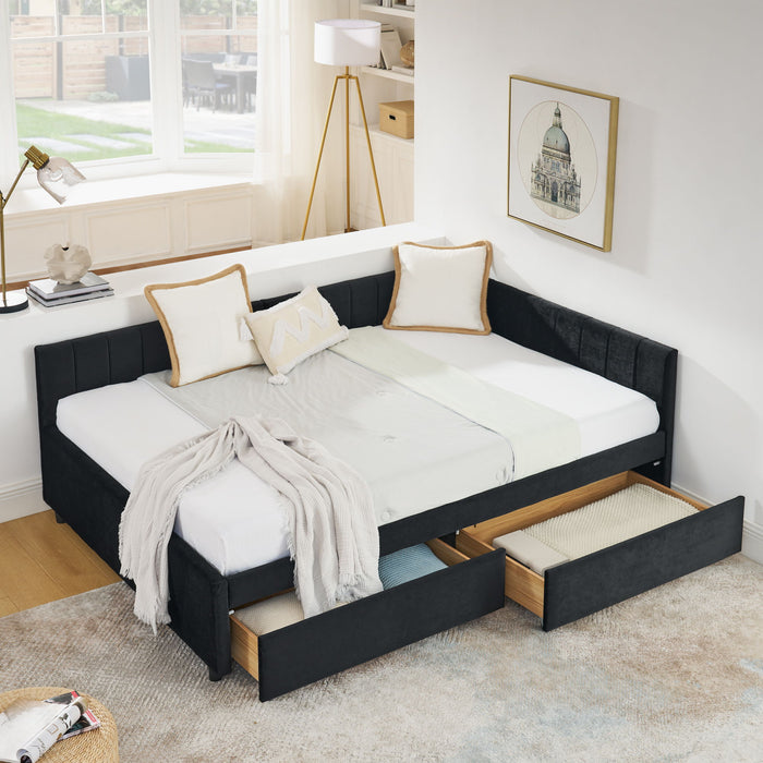 Upholstered Tufted Daybed Frame With Storage Drawers Home Essentials