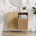 Sloping Laundry Basket With Removable Inner Bin, Concealed Storage Cabinet For Bathroom - Oak Home Essentials