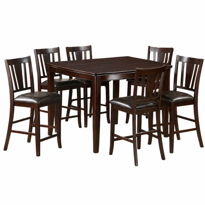 7 Piece Counter Height Dining Set With Butterfly Leaf Table And Chairs - Brown / Espresso Home Essentials