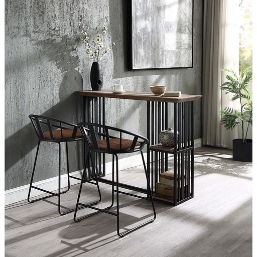 Zudora - Counter Height Table - Oak & Sandy Black ACME