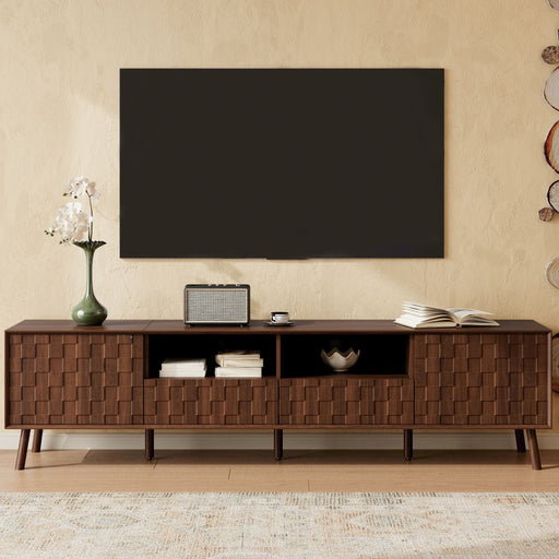 TV Stand With Drawers And Cable Management - Walnut Hearth and Haven