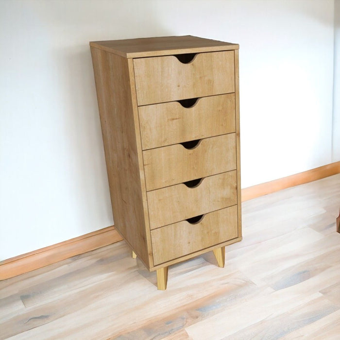 Solid Wood Five Drawer Lingerie Chest - Natural