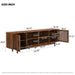 TV Stand, Entertainment Center With Slatted Doors, Cable Management, Soft Closing Hinges - Walnut Hearth and Haven