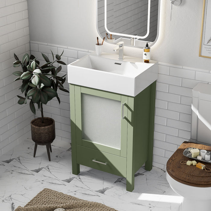 Bathroom Vanity With Ceramic Sink And Ample Storage, Ideal For Small Bathrooms Hearth and Haven