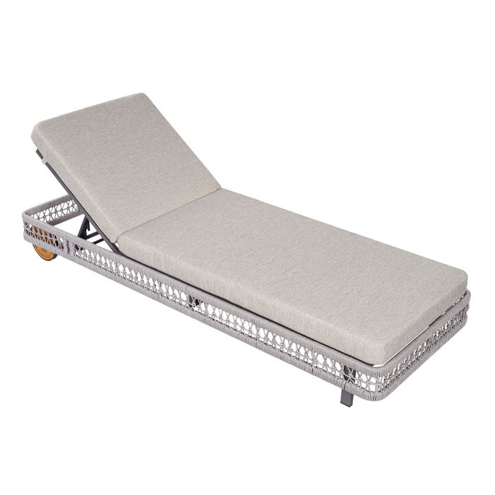 Outdoor Chaise Lounge With Wheels, 5 Position Adjustable Backrest Noble House