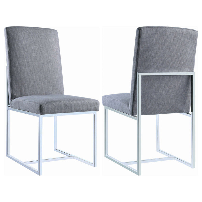 Upholstered Dining Chair Set With Base (Set of 2) - Gray Furniture Max