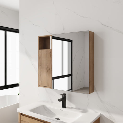 29.63" Wall Mounted Bathroom Cabinet With Adjustable Shelves Storage Cabinet - Imitative Oak Home Essentials