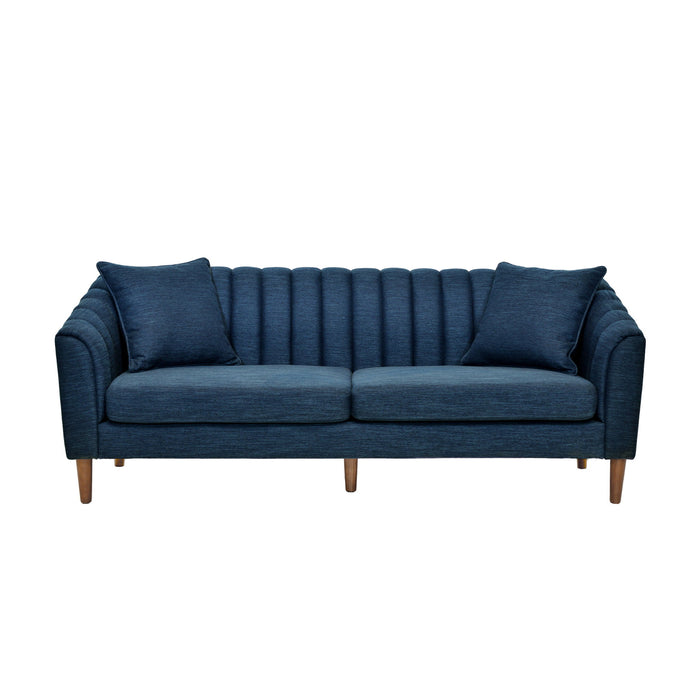 Contemporary 3 Seater Sofa With Button Tufted Design - Navy Blue Noble House