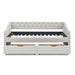 Upholstered Tufted Daybed With 2 Drawers, Waved Arms Home Essentials
