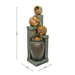 4 Tier Outdoor Water Fountain With Warm LED Lights For Patio - Brown / Tan Daily Nest