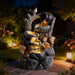 Outdoor Squirrel, Tiered Waterfall Fountain With LED Light For Patio - Gray Daily Nest