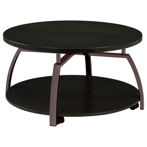 Round Coffee Table With Storage Shelf - Black Furniture Max