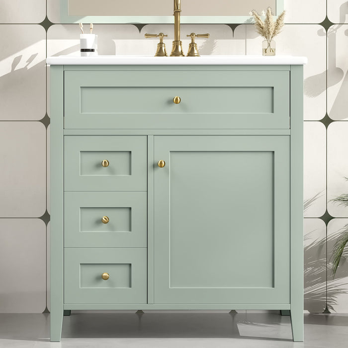 Bathroom Vanity With Sink, 3 Drawers And Adjustable Shelf, Freestanding Storage Unit Hearth and Haven
