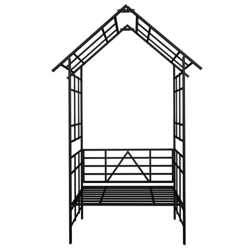 Garden Arch With Bench Turned Into Flower Stand Climbing Plants Support Outdoor - Black Daily Nest