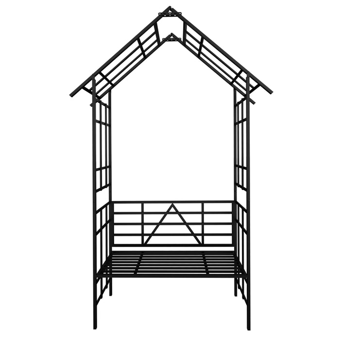 Garden Arch With Bench Turned Into Flower Stand Climbing Plants Support Outdoor - Black Daily Nest