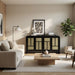 Sideboard Buffet Cabinet With 4 Doors & Adjustable Shelves - Black Home Essentials