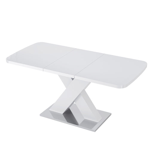 Rectangle Dining Table, Stretchable, X Shape Legs - White Home Essentials