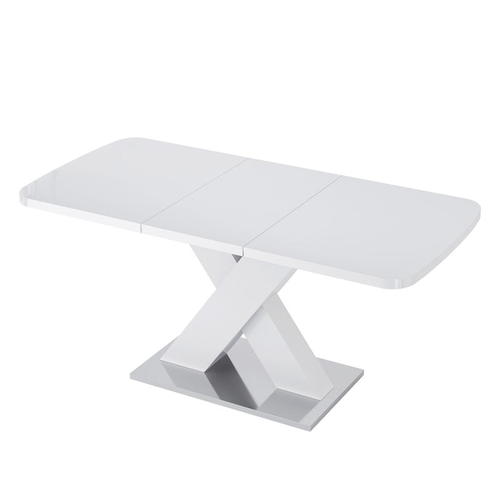 Rectangle Dining Table, Stretchable, X Shape Legs - White Home Essentials