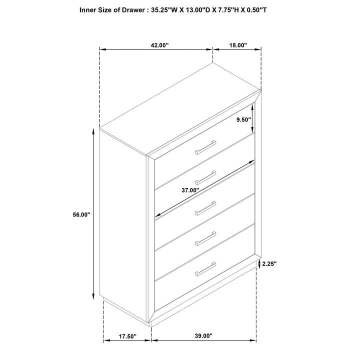 Gibbons Barley - 5 Drawer Bedroom Chest - Brown Furniture Max