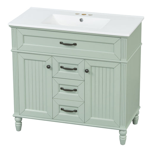 Bathroom Vanity With Sink, Flip-Out Top Drawer, Soft Close Doors, 2 Storage Drawers Hearth and Haven
