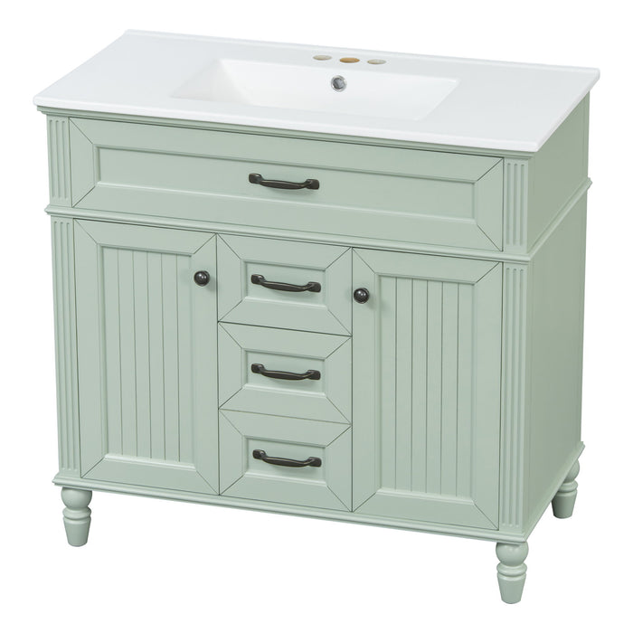 Bathroom Vanity With Sink, Flip-Out Top Drawer, Soft Close Doors, 2 Storage Drawers Hearth and Haven