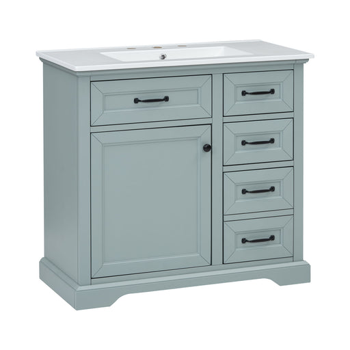 Bathroom Vanity With Sink, 2 Tip Out Drawers, Soft Close Hinges - Gray Noble House